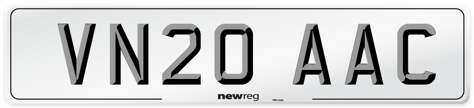 VN20 AAC Number Plate from New Reg